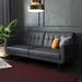 Mercury Row® Teen Gaige Twin 78.5" Wide Split Back Convertible Sofa Wood/Velvet in Black | 32.5 H x 78.5 W x 34 D in | Wayfair