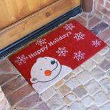 The Holiday Aisle® Lenoire Happy Holidays Christmas 30 in. x 18 in. Non-Slip Outdoor Door Mat Coir, Rubber | Wayfair