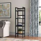 Three Posts™ Akridge 51.34" H x 14.02" W Solid Wood Etagere Bookcase Wood in Black | 51.34 H x 14.02 W x 11.4 D in | Wayfair