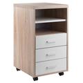 Inbox Zero Mobile Storage Cabinet, 3 Drawers, 2 Shelves, Reclaimed Wood/White Finish Wood in Brown | 29.25 H x 15.75 W x 18.39 D in | Wayfair