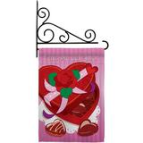 Breeze Decor Felíz Día Del Amor 2-Sided Polyester 19 x 13 in. Flag set in Indigo/Pink/Red | 18.5 H x 13 W x 1 D in | Wayfair