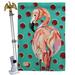 Breeze Decor Polka Dot Flamingo 2-Sided Polyester 40 x 28 in. Flag Set in Green/Pink/Red | 40 H x 28 W x 4 D in | Wayfair