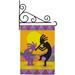 Breeze Decor Kokopelli 2-Sided Polyester 18.5 x 13 in. Flag Set in Indigo/Yellow | 18.5 H x 13 W x 1 D in | Wayfair