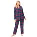 Plus Size Women's Classic Flannel Pajama Set by Dreams & Co. in Evening Blue Plaid (Size 22/24) Pajamas