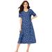 Plus Size Women's Long Print Sleepshirt by Dreams & Co. in Evening Blue Flowers (Size 3X/4X) Nightgown