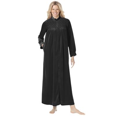 Plus Size Women's Smocked velour long robe by Only...