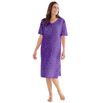 Plus Size Women's Print Sleepshirt by Dreams & Co. in Plum Burst Dot (Size 7X/8X) Nightgown