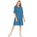 Plus Size Women's Print Sleepshirt by Dreams & Co. in Deep Teal Hearts (Size 1X/2X) Nightgown