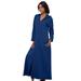 Plus Size Women's Long Hooded Fleece Sweatshirt Robe by Dreams & Co. in Evening Blue (Size 3X)