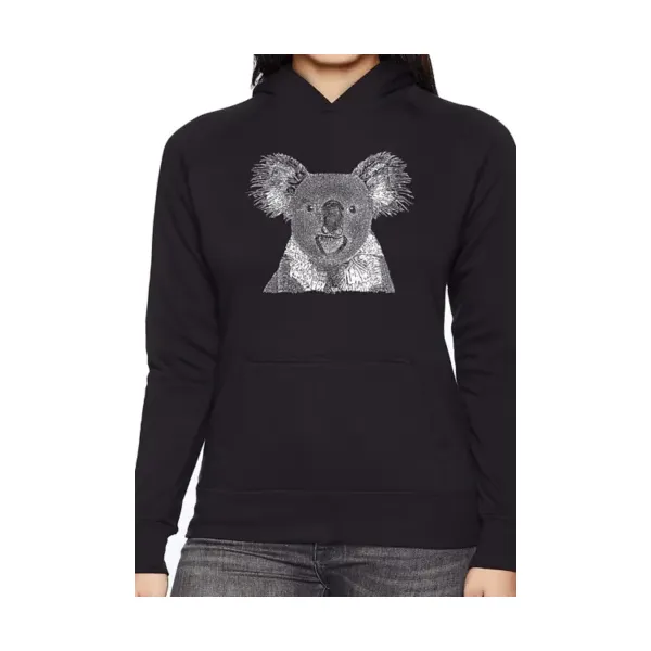 la-pop-art-womens-word-art-hooded-sweatshirt--koala,-black,-x-large/