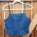 American Eagle Outfitters Tops | American Eagle Denim Ruffle Crop Tank Top Medium | Color: Blue | Size: M