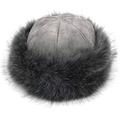 QGcute HT2849 Thick Warm Russian Hat Ladies Suede Bomber Hat Windproof Women Fur Hat Female Mongolia Cap Women Fox Fur Skullies Beanies-Gray_56-58cm
