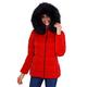 BELLIVERA Women Quilted Lightweight Puffer Jacket, Winter Warm Short Hood Padded Coat with Fur Collar 7695 Red XL