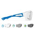 BERTONI Sport Photochromic Wraparound Windproof Sunglasses Cat. 0 > 3 Antifog for Extreme Sports - Cycling Running Golf Ski Watersports - Anticrash Ventilated Lenses - F1000 (Shiny White/Blue)