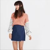 Madewell Skirts | Madewell Mini Skirt Raw Frayed Hem Denim Jean Nwt | Color: Blue/Silver | Size: 8