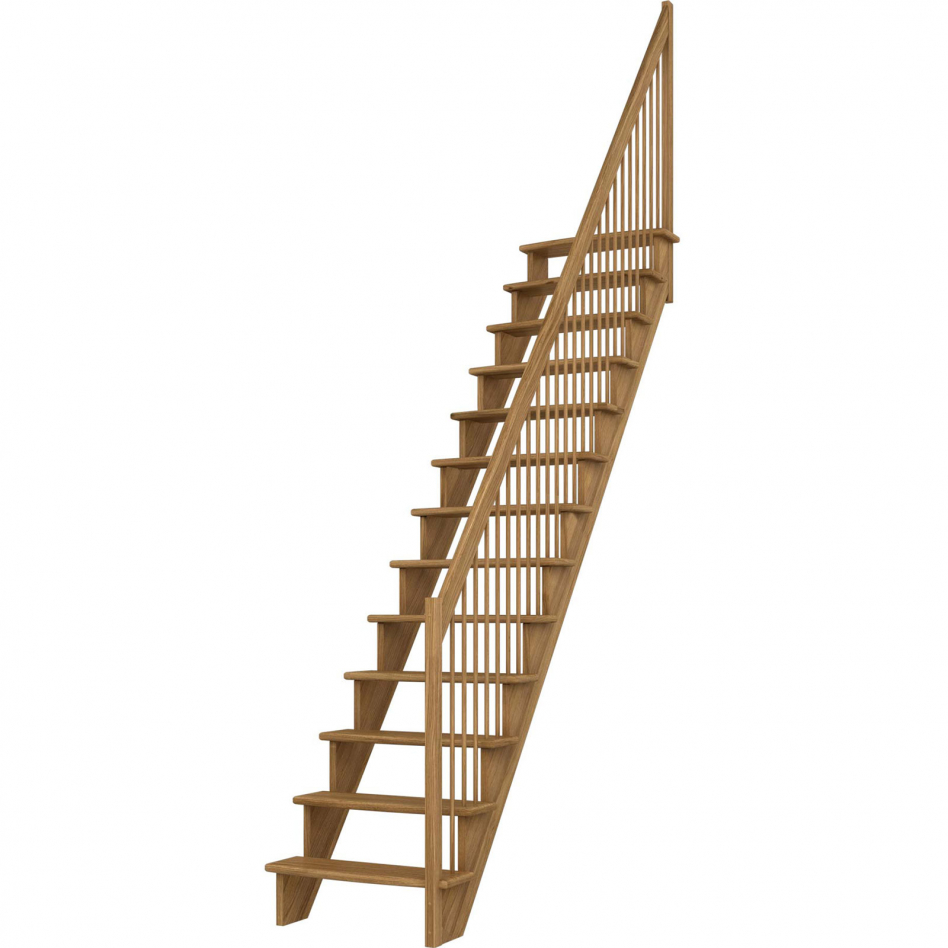 DOLLE Raumspartreppe Wangentreppe Lyon, 75 cm, Eiche,Geradelaufend,Holzgeländer rechts,versiegelt Image