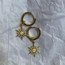 Anthropologie Jewelry | Hoops My Stars | Color: Gold/White | Size: Os