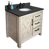 Gracie Oaks Clivden Solid Wood 37" Single Bathroom Vanity Set Wood/Granite in Brown/White | 35 H x 37 W x 22.5 D in | Wayfair