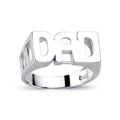 Jewelco London Mens Rhodium Plated Sterling Silver DAD Signet ID Ring 11mm