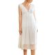 Alcea Rosea Women's Sleeveless Victorian Cotton Nightdress V Neck Princess Front Lace Casual Nightgown Sleepwear S-XL (White GT309, Small)