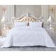 Luxury Quilted Bedspreads 3 Piece Velvet Bedding Double Bed for Bedroom Decor - Super Soft Embossed Pattern Sofa Bed Throws with 2 Pillow Case - White