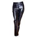 A1 FASHION GOODS Womens Genuine Soft Black Leather Trouser Slim Fit Tapered Casual Leather Jeans - Lyla (16)