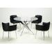 Modern 5-Pc Dining Set w/ Round Glass Table & Swivel Club Chairs - Chintaly DUSTY-5PC-BLK