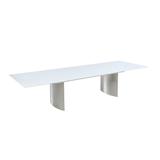 Contemporary White Gloss & Steel Dining Table - Chintaly GLENDA-DT