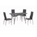 Contemporary Dining Set w/ Extendable Glass Table & 4 Chairs - Chintaly LUNA-5PC