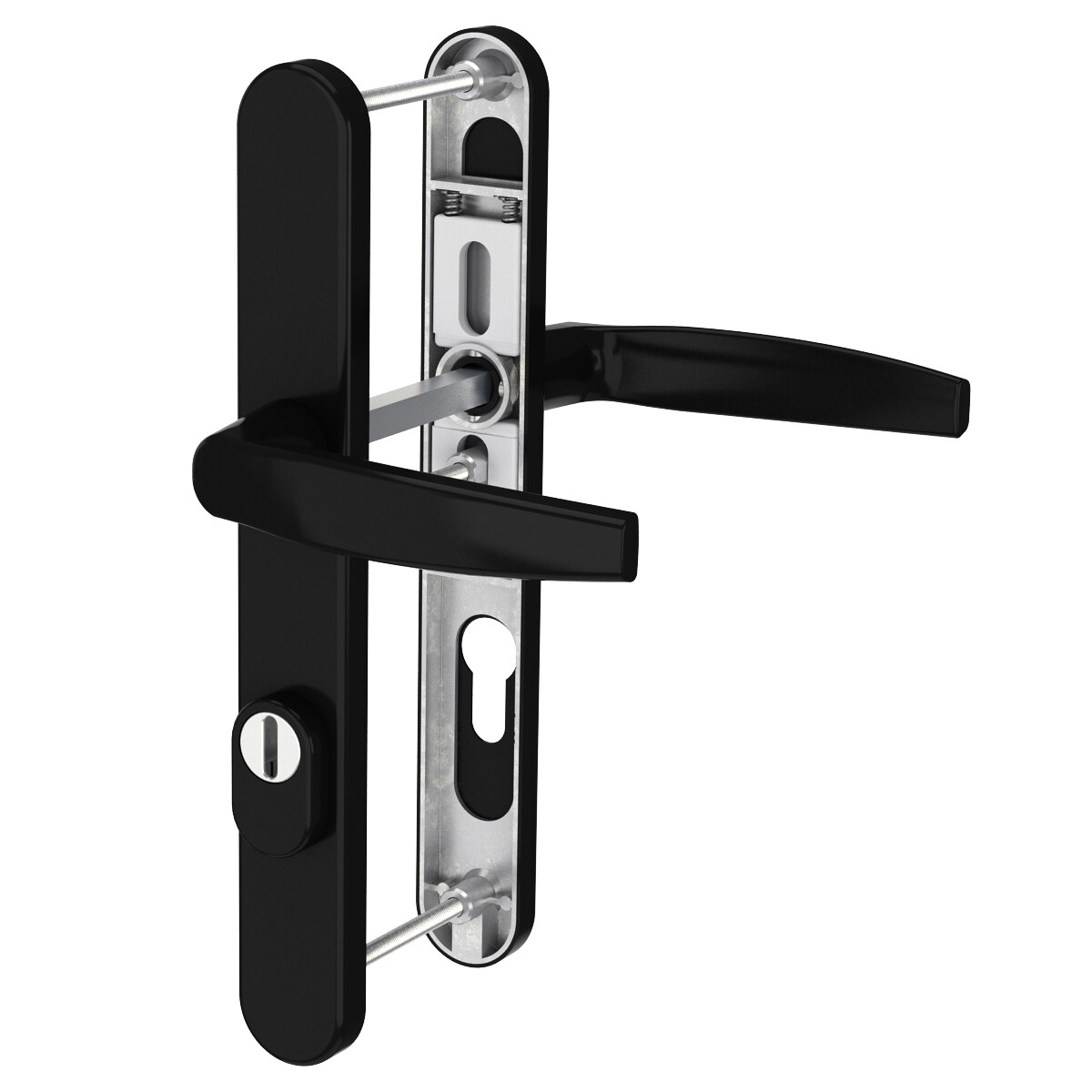 MS Beschläge Schmalrahmengarnitur 8-72mm Schwarz Kernziehschutz Drücker/Drücker TS 55-70mm Image