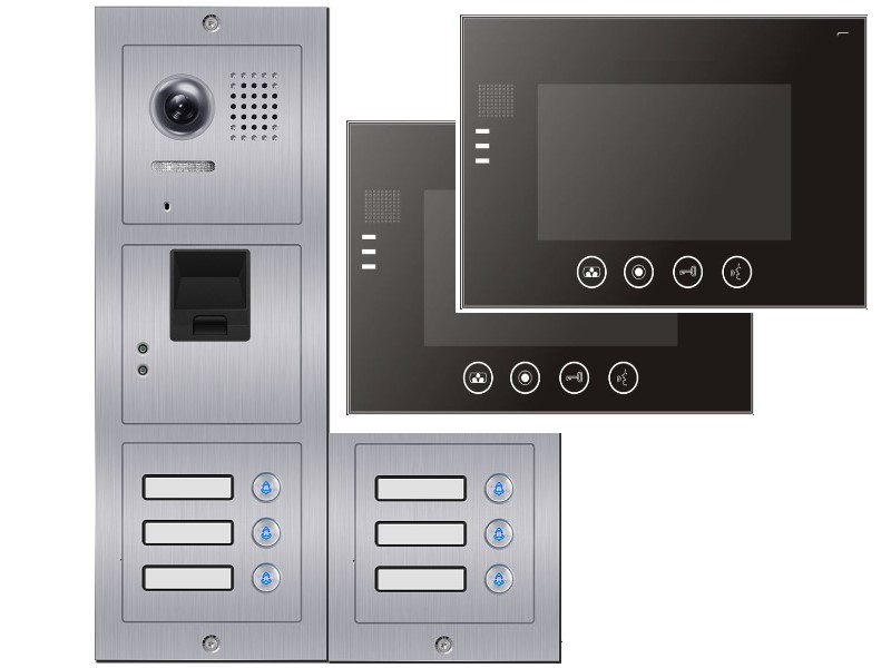 6-Familienhaus Video Türsprechanlage mit Fingerprint DT36FP - 6xDT670 modulare Aussenstation beliebige Anordnung