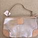 Coach Bags | Coach Silver/ Tan Leather Wristlet Or Small Purse | Color: Cream/Silver | Size: Os