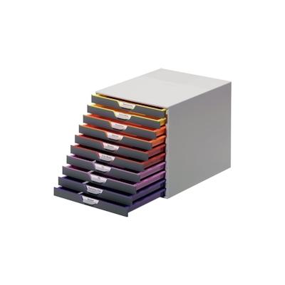 Durable Schubladenbox A4 10 farbige Schübe, geschlossen, mit Beschiftungsfenster.