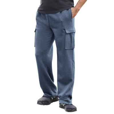 Men's Big & Tall Fleece Cargo Sweatpants by KingSize in Heather Slate Blue (Size 2XL)