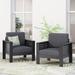 Ebern Designs Zytaevius Outdoor Patio Chair w/ Cushions Wood in Gray | 27.75 H x 32 W x 27.75 D in | Wayfair D6C76AC2A4A74873B475965B9677D57F