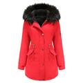 Sexy Dance Womens Fur Lined Winter Parka Jacket Coat Ladies Hooded Warm Overcoat Outwear S Red