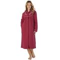 Slenderella HC2326 Women's Boucle Fleece Raspberry Red Floral Robe Loungewear Bath Dressing Gown Medium