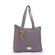 Catwalk Collection Handbags - Women's Quilted Leather Shoulder Bag - Ladies Tote Bag With Zip - Medium/Large - SOFIA - Grey Gold