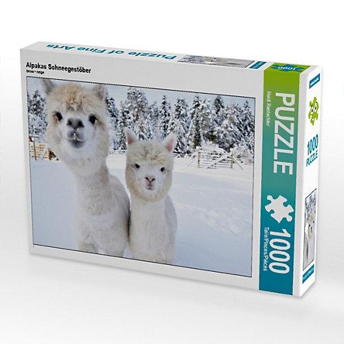 Puzzle CALVENDO Puzzle Alpakas Schneegestöber - 1000 Teile Foto-Puzzle glückliche Stunden Kinder