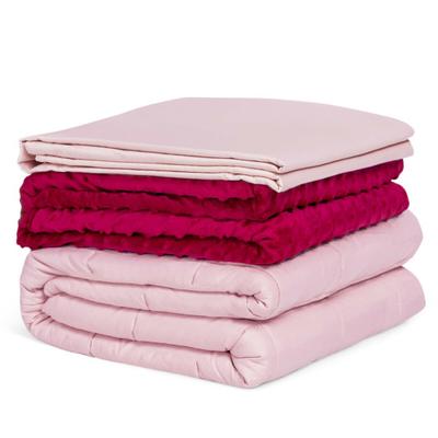 Costway 10lbs 3 Pieces Heavy Weighted Duvet Blanket-Pink