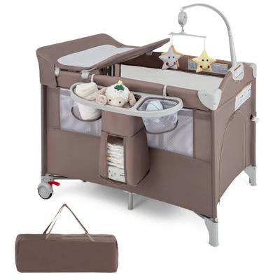 Costway 5-in-1 Portable Pack and Play with Diaper Changing Table