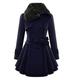 LOPILY Women's Double Breasted Woolen Coats Draped Waterfall Pea Coat Plus Size Swing Coat Faux Fur Collar Cute Tops for Women Winter(Dark Blue,S)