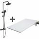 Pack Receveur de douche 90 x 140 cm extra plat blanc + Colonne de douche thermostatique noir mat