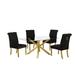 Mercer41 Albemarle 5 - Piece Dining Set Wood/Glass/Upholstered/Metal in Brown | 30 H in | Wayfair 956DAE8E986546139356697D9F73D650