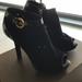 Louis Vuitton Shoes | Louis Vuitton Black Open Toe Booties Boots 36.5 | Color: Black/Gold | Size: 6.5