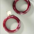 Anthropologie Jewelry | Cairo Red Marbled Hooped Earrings | Color: Gold/Red | Size: Os