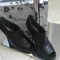 Nine West Shoes | Black Leather Open Toe Booties | Color: Black | Size: 9