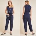 Anthropologie Pants & Jumpsuits | Anthropologie Brielle Plaid Slate Belted Jumpsuit | Color: Blue | Size: L