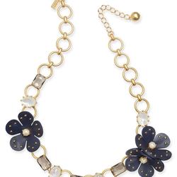 Kate Spade Jewelry | Kate Spade Blooming Bling Leather Necklace Navy | Color: Blue/Gold | Size: Os
