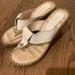 Burberry Shoes | Burberry Cream Thong Wedged Sandals | Color: Cream/Tan | Size: 37